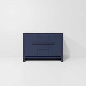 English Elm Navy Blue Double Bath Vanity With Cultured Marble Top – 48" W Stylish Storage Solution For Your Bathroom B2731P259398