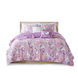 Urban Habitat Kids Lola Casual Unicorn Reversible Cotton  Quilt Set with Throw Pillows UHK13-0103 Pink