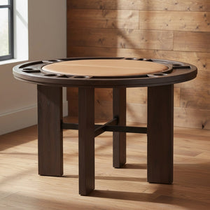 English Elm Gorman Round Walnut Dining Game Table Reversible Top Scandinavian Angled Legs B050P412221