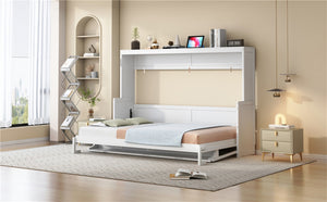 English Elm Queen Size Murphy Bed With Hydraulic Lift & Integrated Desk For Space-Saving Living Solutions N820S10033K-GIGA