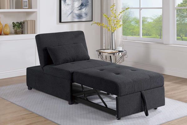 English Elm Contemporary Black Sherpa Sleeper Sofa Chair with Tufted Seat, Pull-Out Bed, Pillow Included, Armless B011P367881