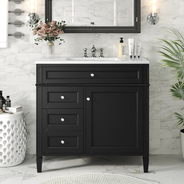 English Elm 36'' Modern Bathroom Vanity With Ceramic Sink, Elegant Storage Cabinet & 2 Drawers For Essentials N710P230246B