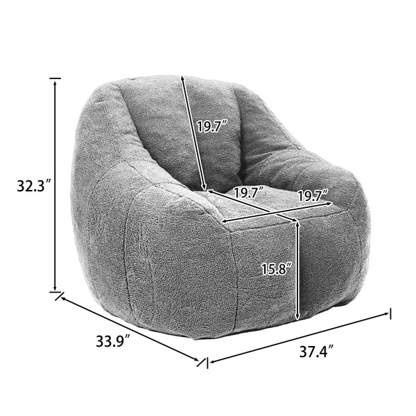English Elm Bean Bag Chair Oversized Faux Fur Memory Foam Lounge Seat for Dorm or Living Room Dark Gray W2200P243727