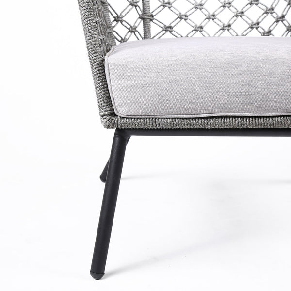 English Elm Marco Rope Weave Steel Lounge Chair Handcrafted for Outdoor Patio or Living Room B2736P464888