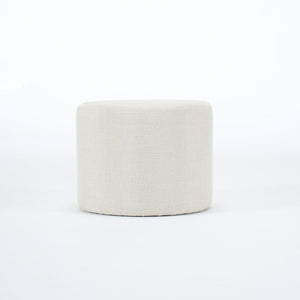 English Elm Ball Cast Round Nesting Ottoman Set Linen Upholstered Hidden Storage with Wooden Tray Beige W3163P379373
