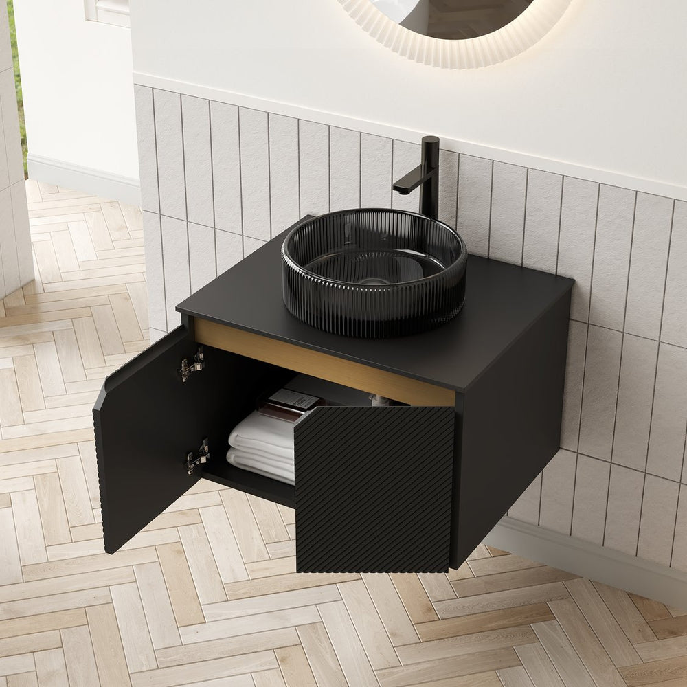 English Elm Dina Floating Bathroom Vanity with Sintered Stone Top and Crystal Glass Basin W2615S00646
