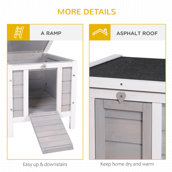 English Elm Pawhut Outdoor Wooden Rabbit Hutch Waterproof Roof Raised Floor Small Pet Shelter W2225P173739