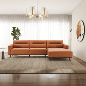 English Elm Ashcroft Furniture - Ella L-Shaped Right Sectional Couch In Cognac Pu Leather – Stylish, Durable, And Comfortable Seating B183S00110