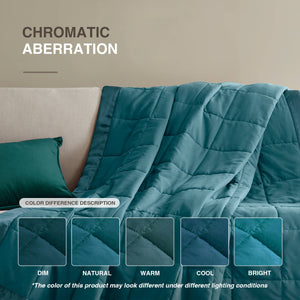 JLA Home Madison Park - Lightweight Down Alternative Blanket with Satin Trim, Moisture-Wicking OEKO-TEX Hypoallergenic Comfort Teal MP51-7663