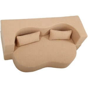 English Elm 2-in-1 Convertible Sofa Bed - Full Size Folding Loveseat with Plush Teddy Fabric, No Assembly Needed Apricot W3163P322892