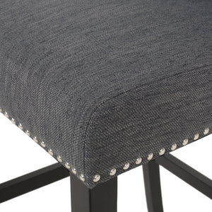English Elm Christopher Knight Home® - Vienna Tufted Wingback Counter Stools Set of 2 — Button-Tufted Fabric, Nailhead Trim, Rubberwood Frame Charcoal 64856.00CHAR