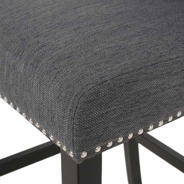 English Elm Christopher Knight Home® - Vienna Tufted Wingback Counter Stools Set of 2 — Button-Tufted Fabric, Nailhead Trim, Rubberwood Frame Charcoal 64856.00CHAR
