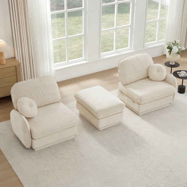 English Elm Chenille Cloud Loveseat with Quilted Back Pillows Deep Seat Comfort for Living Room W714S01748