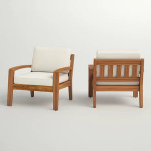 English Elm [set of 4] Grenada Solid Acacia Outdoor Club Chairs Slat Panel Patio Lounge Seating Beige 57977.00FCUSH-BEISKIN