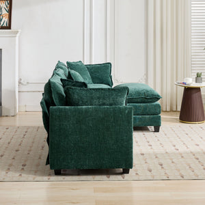 English Elm Cloud Modular Sectional Armrest with Chenille Upholstery Plush Double Layer Cushion Seating Green W1143P378702