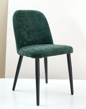 English Elm Dark Forest Green Chenille Armless Dining Chairs Set of 2 with Sleek Metal Legs T3967P423825