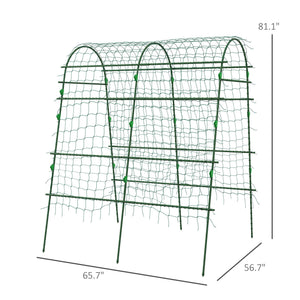 English Elm A-frame Metal Garden Arch Trellis with Climbing Net for Vertical Vine Growing Outdoors T3971P425471