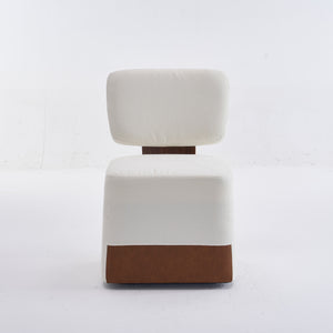 English Elm Linen Upholstered Armless Dining Chair with Smooth Casters for Easy Mobility, Versatile & Sleek Ivory W2069P324092