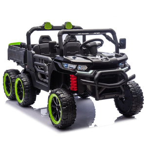 English Elm 24v Two Seat Kids Electric Dump Truck Six Wheel 4wd Utv with Parental Remote Black W1578P268991