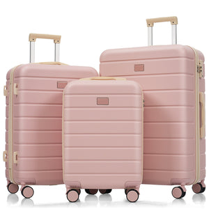 English Elm Premium Abs Hardshell 3 Piece Suitcase Set with Tsa Locks and Spinner Wheels Pink N726P296022S