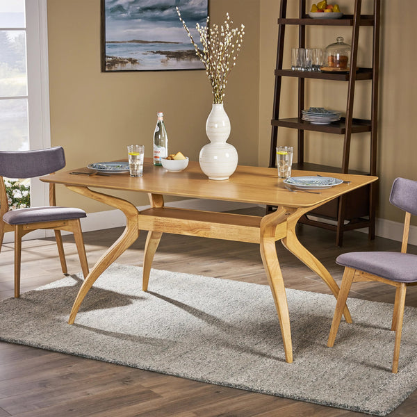 English Elm Christopher Knight Home® - 58905.00 Mid-Century Dining Table with Curved Spider Leg Base, Durable Rubberwood, 59" W Elegance Natural N771P257283K