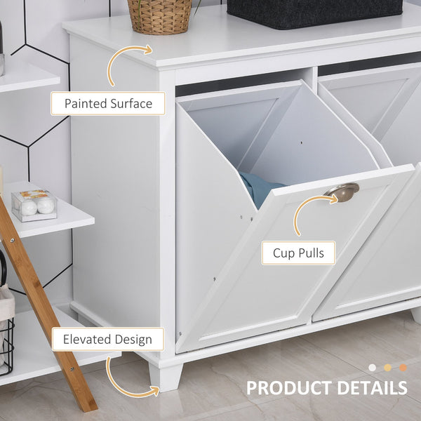 English Elm HOMCOM Tilt-Out Laundry Sorter Cabinet with Dual Hampers & Shelves, Water-Resistant MDF, 30" W W2225P173990