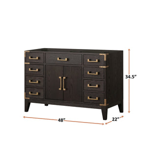 English Elm Brown Oak Single-Sink Vanity With Soft-Close Drawers, Elegant Storage & Easy Installation - 48” W X 22” D B2731P259800