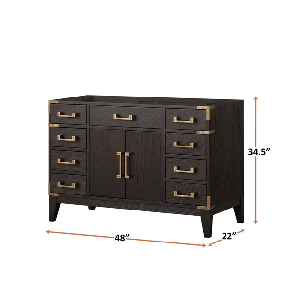 English Elm Brown Oak Single-Sink Vanity With Soft-Close Drawers, Elegant Storage & Easy Installation - 48” W X 22” D B2731P259800
