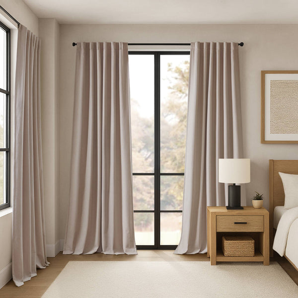 English Elm 2-pk Blackout Curtain Panels Quilted Thermal Noise Reducing Bedroom Privacy Drapes Linen B035P496612