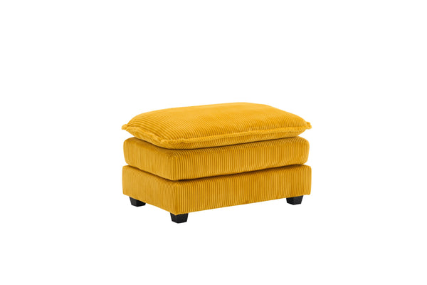 English Elm Corduroy Plush 2-Seat Sofa with 2 Back Cushions, Toss Pillows & Ottomans — Deep Seat Comfort Yellow W2363S00063