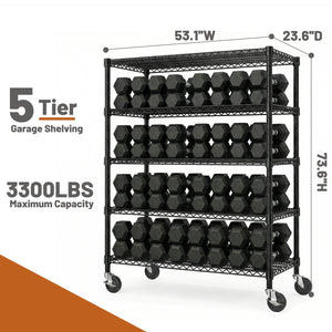 English Elm 2640 Lbs Carbon Steel Four Tier Shelving Unit with Casters for Garage or Warehouse W5386P445358
