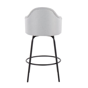 English Elm Ahoy Modern Counter Stool Set Of 2 - Fixed Height, Stylish Grey Fabric & Black Metal For Your Space B202S00154