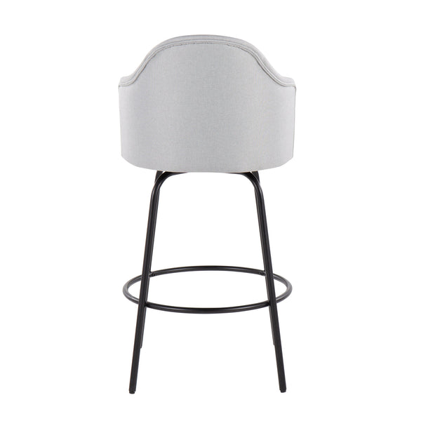 English Elm Ahoy Modern Counter Stool Set Of 2 - Fixed Height, Stylish Grey Fabric & Black Metal For Your Space B202S00154
