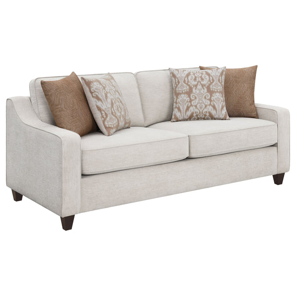 English Elm Mahaffey Beige 2-Piece Sofa and Loveseat Set, Chenille Upholstery, Track Arms, Removable Cushions, Dark Block Legs B062S00841