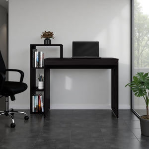 English Elm Wenge Finish Open Shelf Computer Desk Slim Profile for Small Home Office Spaces B062P483771