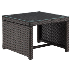 English Elm Menton 3-Piece Sectional Set with Chaise and Waterproof Removable Cushions, Steel Rattan Frame Brown+Tan B365P397653