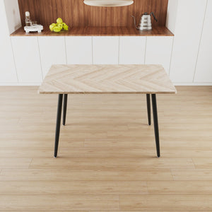 English Elm Modern MDF wood dining table with black metal legs — compact 4-6 seater, waterproof, anti-scratch, 300lb capacity, easy assembly W3732P370642