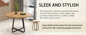 English Elm 43.3" Round Mdf Dining Table Seats Six with X Base Modern Minimalist Kitchen W1727P426752