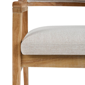 English Elm Mid-century Modern Upholstered Dining Arm Chairs with Rubberwood Frame Set of 2 Beige,Natural N768P382497N
