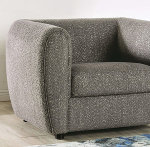 English Elm Gray Velvet Swivel Round Chair with Plush T-Cushion, Flared Arms and Accent Pillows for Cozy Living Room Gray 46 L x 37 W x 30 H B2741P378514
