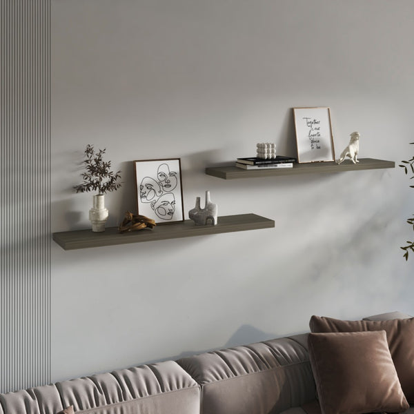 English Elm Shelves - Olive-Finished Engineered Wood Unit With 2 Open Shelves For Stylish Living Room Storage Solutions B097P395888-GIGA