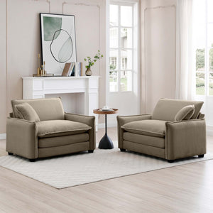 English Elm Tan Corduroy Deep-Seated Sofa Set – Luxurious Comfort For Living Rooms & Offices, Easy Assembly! W714S00704-GIGA
