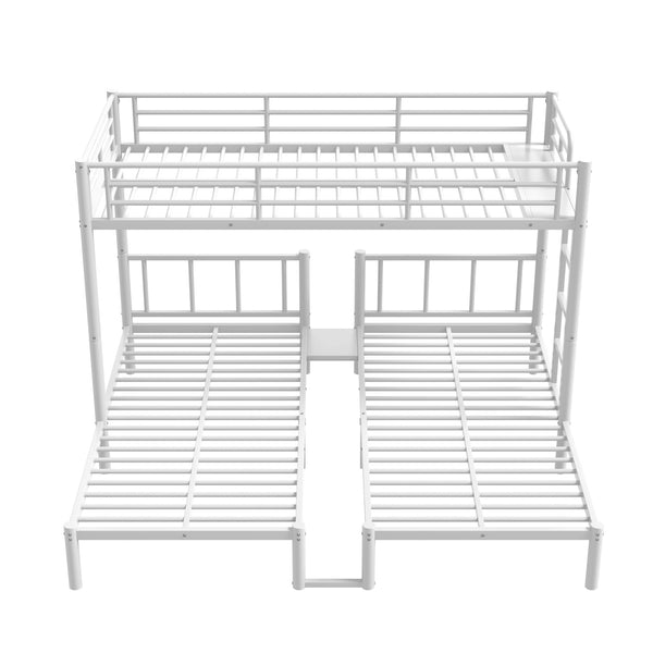 English Elm Twin Triple Bunk Bed Metal L-shaped Frame Sleeps Three Kids White Finish White W1580S00616