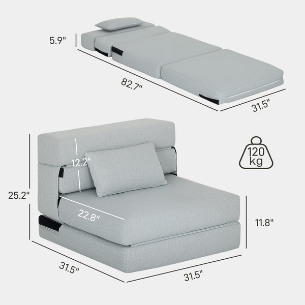 English Elm Folding Sleeper Chair Linen Upholstered High Density Foam Guest Room Floor Sofa Bed T3971P390259