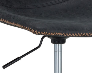 Sunpan CAL Stylish Mid-Century Office Chair in Antique Black Faux Leather – Adjustable & Mobile Comfort 105579