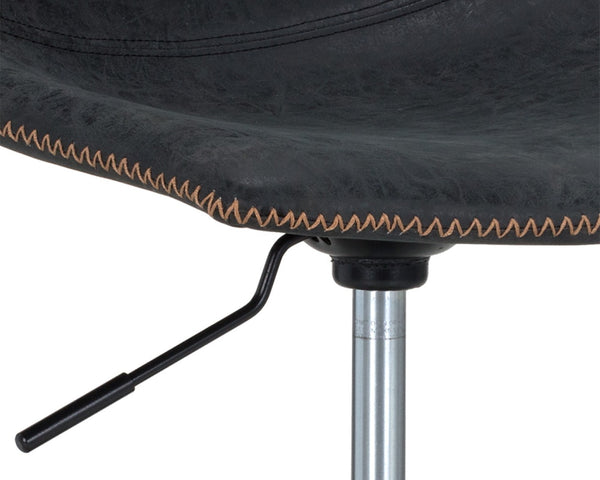 Sunpan CAL Stylish Mid-Century Office Chair in Antique Black Faux Leather – Adjustable & Mobile Comfort 105579