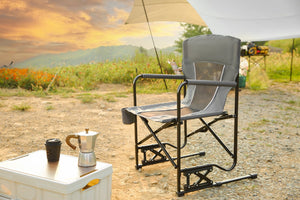 English Elm Outdoor Freestyle Rocker Camping Chair with Spring-Action Shock Absorbers, Eazy-Fold Setup, Mesh Backrest and Cup Holder for Comfort and Durability Gray W640P224429