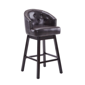 English Elm Christopher Knight Home® - 33.25" Swivel Counter Stools Set of 2 — 360° Faux Leather Bar Stools with Tufted Back, Footrest, Adjustable Feet WF532108BRN