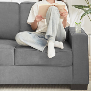 English Elm 83.86"Snowfleece Luxurious 3-Seater Sofa with High-Density Sponge & Spring Support, Cozy Velvet Gray W1359P215068