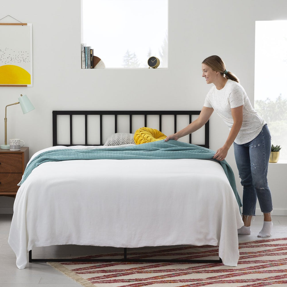 English Elm Linenspa Black Metal Headboard Cal King – 40" Vertical Panel All-Steel Design with Hardware Included B350P326219